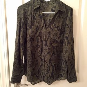 EUC Sm. Express Olive Green/Black Portofino Shirt